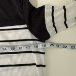 SheIn Striped Top White Black Contrast Ribbed Fitted Long Sleeve Photo 7