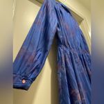 VTG JF Blue Floral Collared Fit & Flare Pleated Dress With Mid Photo 7