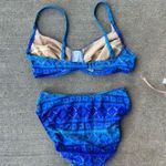 Jantzen Vintage 90s  blue metallic diamond print high cut bikini swimsuit set Photo 4