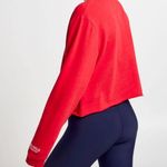 SoulCycle NWOT  embroidered lace up cropped sweatshirt sz L Photo 1