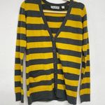 Urban Outfitters Grey & Yellow Striped Cardigan Sweater Womens S Duster Preppy Photo 0