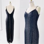 Laurence Kazar vintage •  90s beaded maxi dress black silk chiffon formal evening Photo 13