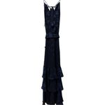 Ralph Lauren NWT Floral Jacquard Sleeveless Navy Halter Dress Tiered Ruffle 14 Photo 5