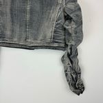 Y2K Cropped Moto Jacket Ruched Sleeves Distressed Sz Small Grunge Black Photo 8
