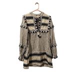 The Bar Dodo Or Emanuelle Dress S Striped Black/Cream Cotton Mini Dress Long Sleeve Photo 1