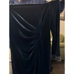 Adrianna Papell Velvet Off-The-Shoulder Beaded-Cuff Gown Size 8 Blue Photo 5