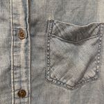 Rails Chambray Blue Denim Distressed Raw Hem Button Front Shirt Tencel Size XS Photo 4
