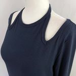 Dual Nature New  Halter Cutout Long Sleeve Dress Ribbed Knit Mini Navy Blue Photo 5