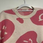 Moon & Madison Sz:M Cropped Pink Smiley Face Crew Neck Oversized Sweater. White Size M Photo 7