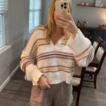 Free People  Kennedy Stripe Pullover in Cream Size Small Photo 12