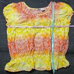 IZOD Tie Dye Ombré Peplum Lightweight Cotton Blouse Photo 14