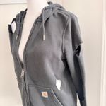 Carhartt Distressed Ripped Black Zip Up Hoodie Size Women's Small Holes Torn Photo 1