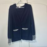 CAbi Womens El Captain Hoodie Cardigan Sweater Size Small Navy Blue White 5780 Photo 1