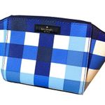 Kate Spade  blue plaid checkered makeup cosmetic clutch bag Photo 1