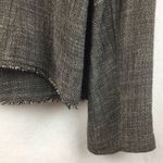 Eileen Fisher Linen Blend Gray Woven Open Front Fringe Trim Long Sleeve Jacket S Photo 2