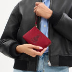 Coach Red New Year Corner Zip Wristlet With Snake Graphic Photo 6