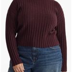 Madewell Levi Rib Mock Neck Wool Blend Crop Pullover Sweater XXS Purple Casual Photo 5