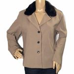 Cimmaron Dress Vintage 1990s Tan Blazer Faux Fur Collar 16P Petite Photo 0