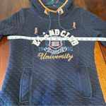 E.Land Club Quilted Logo Hoodie Women XS Varsity Long Sleeve Preppy Navy Blue. Blue Photo 8