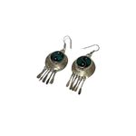 Vintage Alpaca Mexico Silver Yin Yang Malachite & Onyx Inlay Dangle Earrings Photo 1