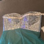 Women’s Green & Silver Full Length Prom Party Dress CorsetBack Size L NEW Size L Photo 8