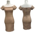 Forever 21  NWT Beige Off-Shoulder Bodycon Bandage Mini Dress Going Out Sz Small Photo 1