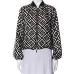 Carolina Herrera 2020 logo print reversible zip up bomber jacket Sz Large Photo 1