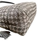 Bally Gray Woven Leather & Suede Vintage Intrecciato Double Strap Shoulder Bag Photo 7