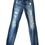 7 For All Mankind Medium Wash Distressed "The Ankle Skinny" Blue Jeans, Size 26 Photo 1