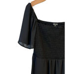 Lila Rose Lily Rose Smocked Peasant Dress Womens Size XL Black Midi Linen Tiered Stretch Photo 2