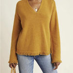 Anthropologie  Yellow Joy Fringe Sweater in Mustard - Size - XS Photo 0