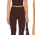 Majorelle Nanali Mock Neck Crop Top & High Rise Crop Pants Set Brown Women's XS Photo 0