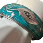 ANDREW HAMILTON CRAWFORD 925 Silver Teal Cuff Botanical Vine Modernist Bracelet Green Photo 11