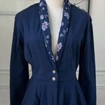 Vintage 80s IN2 Peplum Cardigan Jacket Dark Blue M Size M Photo 0