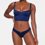 SKIMS Stretch Satin Corset in Neptune Photo 1