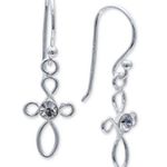 Giani Bernini NEW Crystal OPEN CROSS DROP EARRINGS 1.25" Sterling Silver Dangle Photo 1