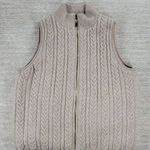 Joie  Reversible Cable Knit Puffer Vest Women’s M Beige Oatmeal Zip Mock Neck Photo 0