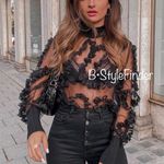 ZARA NWT  Blogger’s Fav| Constrasting Semi-Sheer Top Photo 8