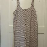 Artisan NY Womens Size Large Linen Striped Button Front Dress Game Day Mini Photo 0