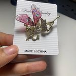 Cute New B.J. Golden Crystal Fairy Angel With Sparkly Acrylic Wings Pin Brooch Multiple Photo 6