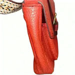 a.n.a  medium PURSE W RED PEBBLED FAUX LEATHER TAN GUITAR STRAP Photo 5