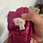 Lena Hot Pink Sequin Mini Dress with Lace up Back Photo 8
