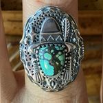 Natural Blue Moon Turquoise Sterling Silver Cowboy Ring Size 8 Photo 0