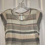 Rose & Thyme  Multicolor Striped Short Sleeve Blouse Small Photo 0