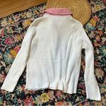 St. John Sport Women’s Ribbed Collar Sweater Cotton Blend Lace Up Neckline Large White Photo 1