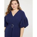 Eloquii NEW navy blue Puff Sleeve Sheath belted Dress, 20 Photo 2