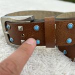 Vintage 90s Y2K Brown Faux Leather All over Studded Belt Hipster Vegan Western Photo 1