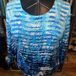 Chico's Chico’s sequined blue striped Mermaidcore knit 2/L top Photo 0