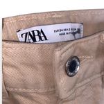ZARA  High Waisted Mom jeans Tan raw hem sz 2 Photo 4