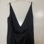 Solace London  rosario maxi dress in black v-neck plunge front side slit US 2 Photo 3
